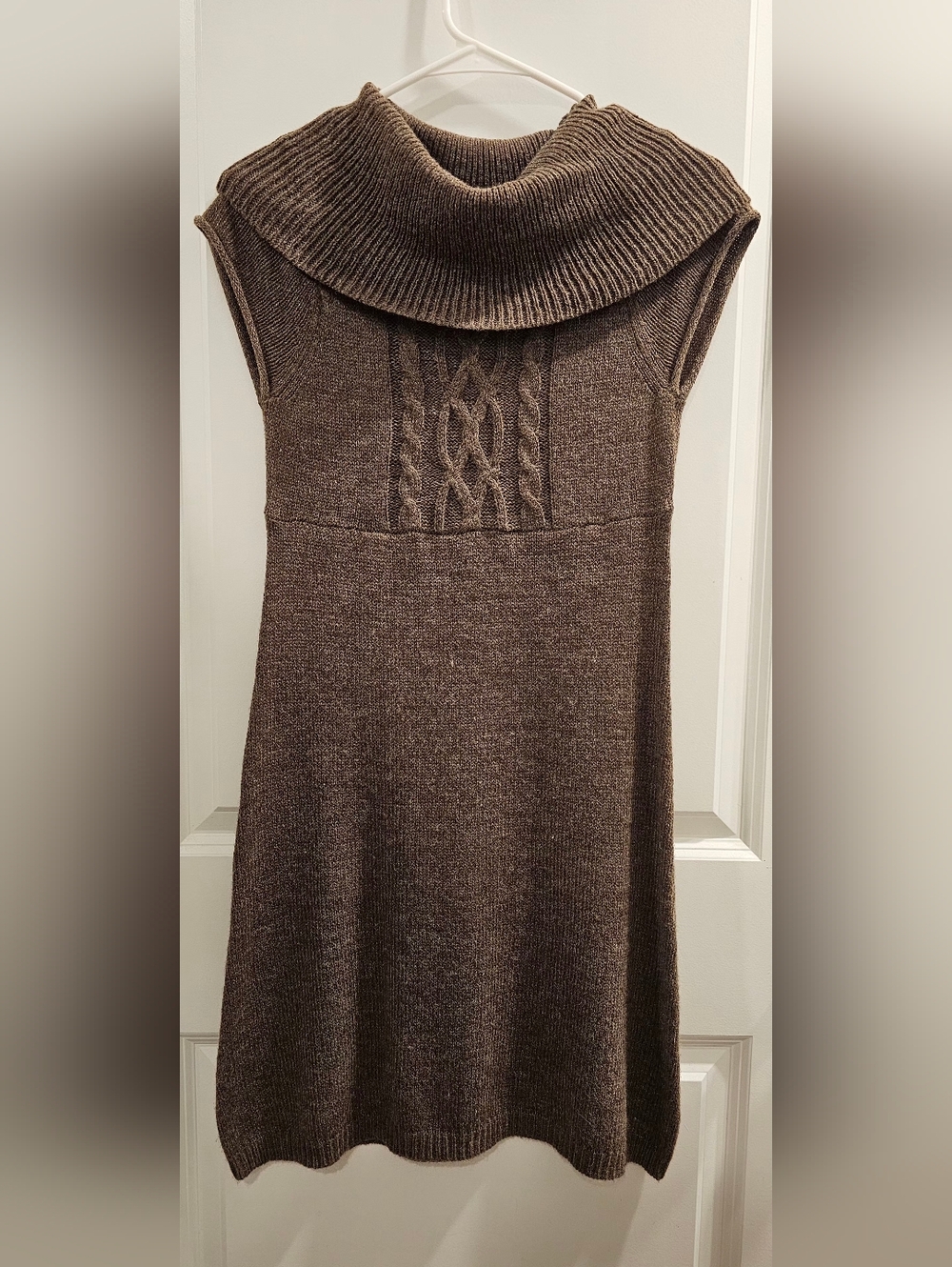 Mudd Brown Sleeveless Cable-Knit Turtleneck Sweater Dress